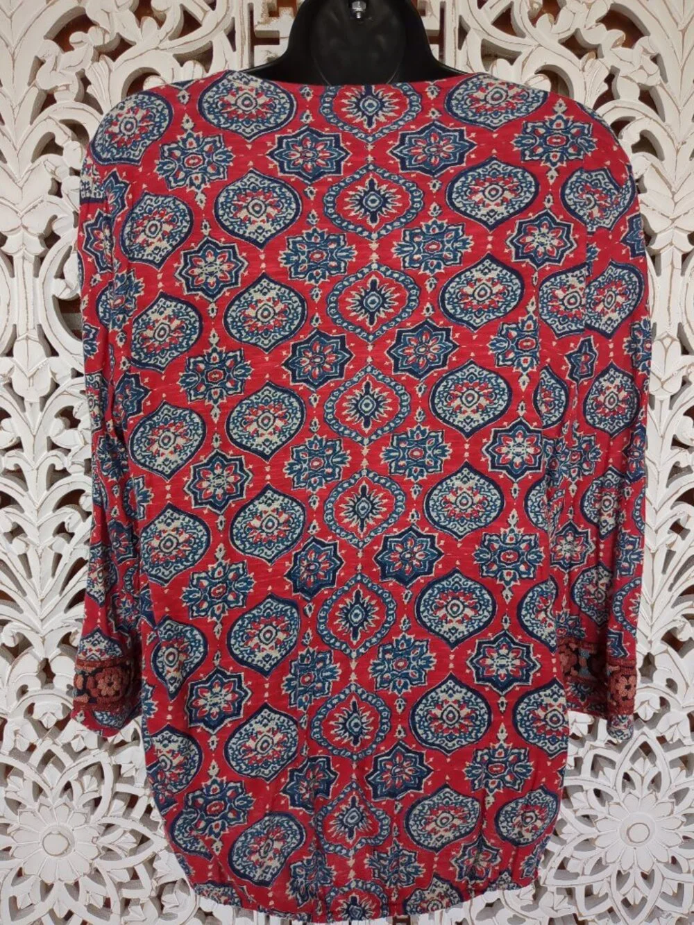 M Lucky Brand Boho Style Long Sleeve Embroidered Top - Picture 5 of 10